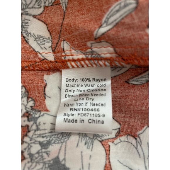 Fun2Fun V-Neck 3/4 Sleeve Rounded Hem Pumpkin Floral Print Women's S NWOT - Picture 7 of 8